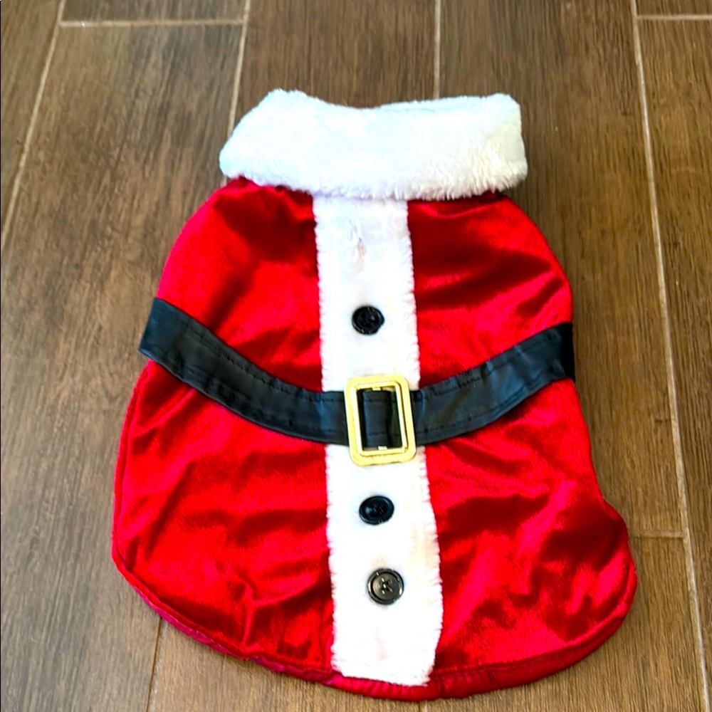 Red Santa Dog Costume with Belt. BRAND NEW.  Size Medium.